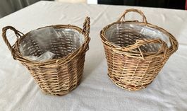 2er Set Pflanzkörbe Weide – Dekokörbe H: 14cm / Ø 16.5cm
