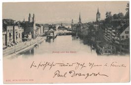 Zürich und die Alpen, Lichtbild, gelaufen 1903