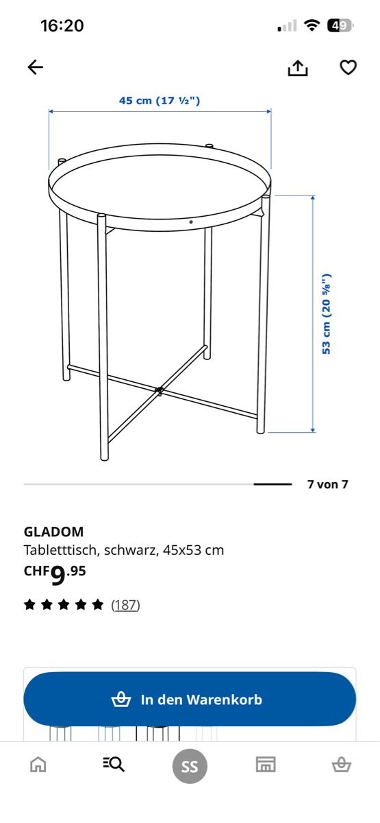 Tavoli: Beistelltisch schwarz Ikea Gladom – Usato da Escholzmatt venduto da sst_j269 3