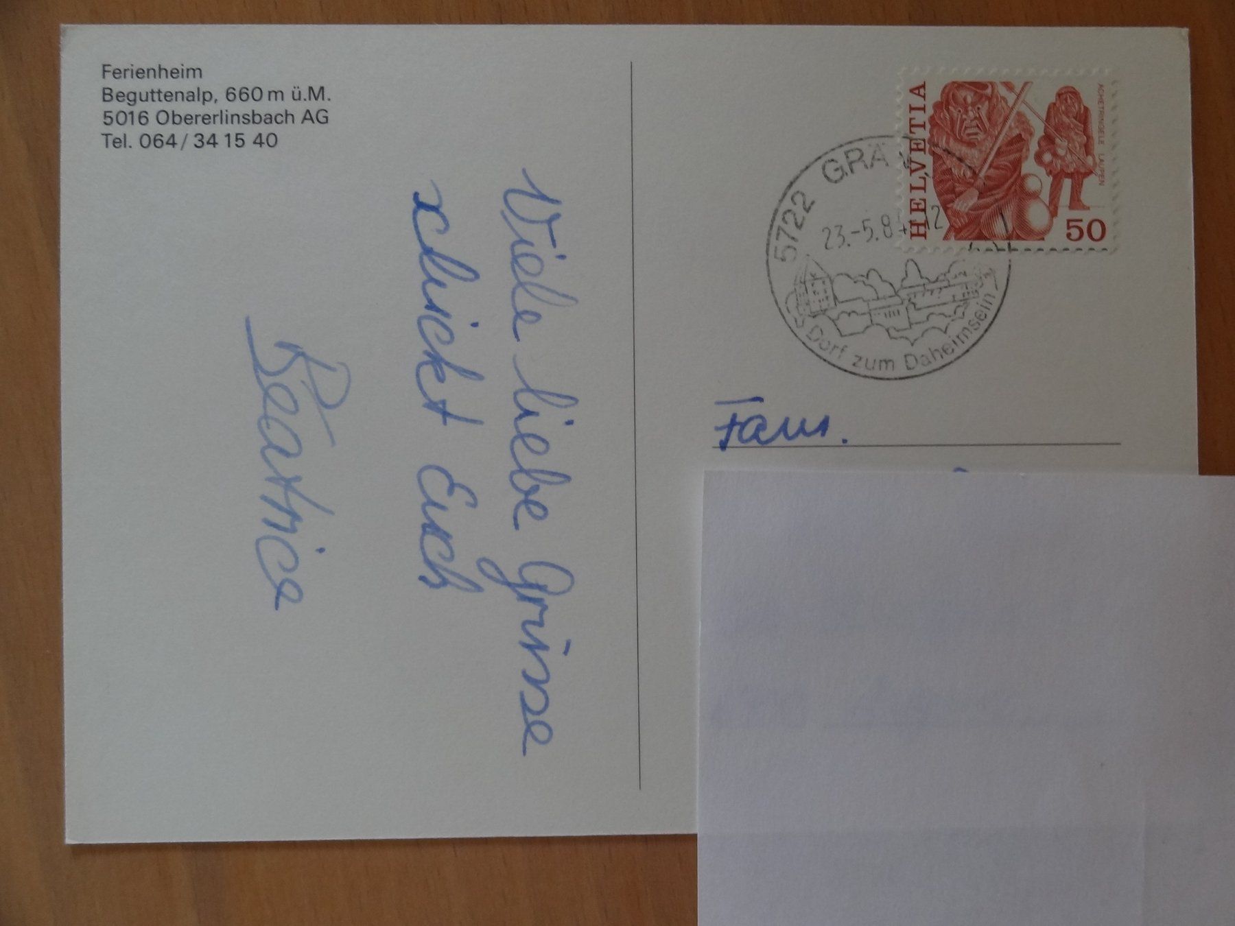 Cartoline postali: Obererlinsbach - Ferienheim Beguttenalp - 1983 – Usato da St Léonard venduto da Riglin 1