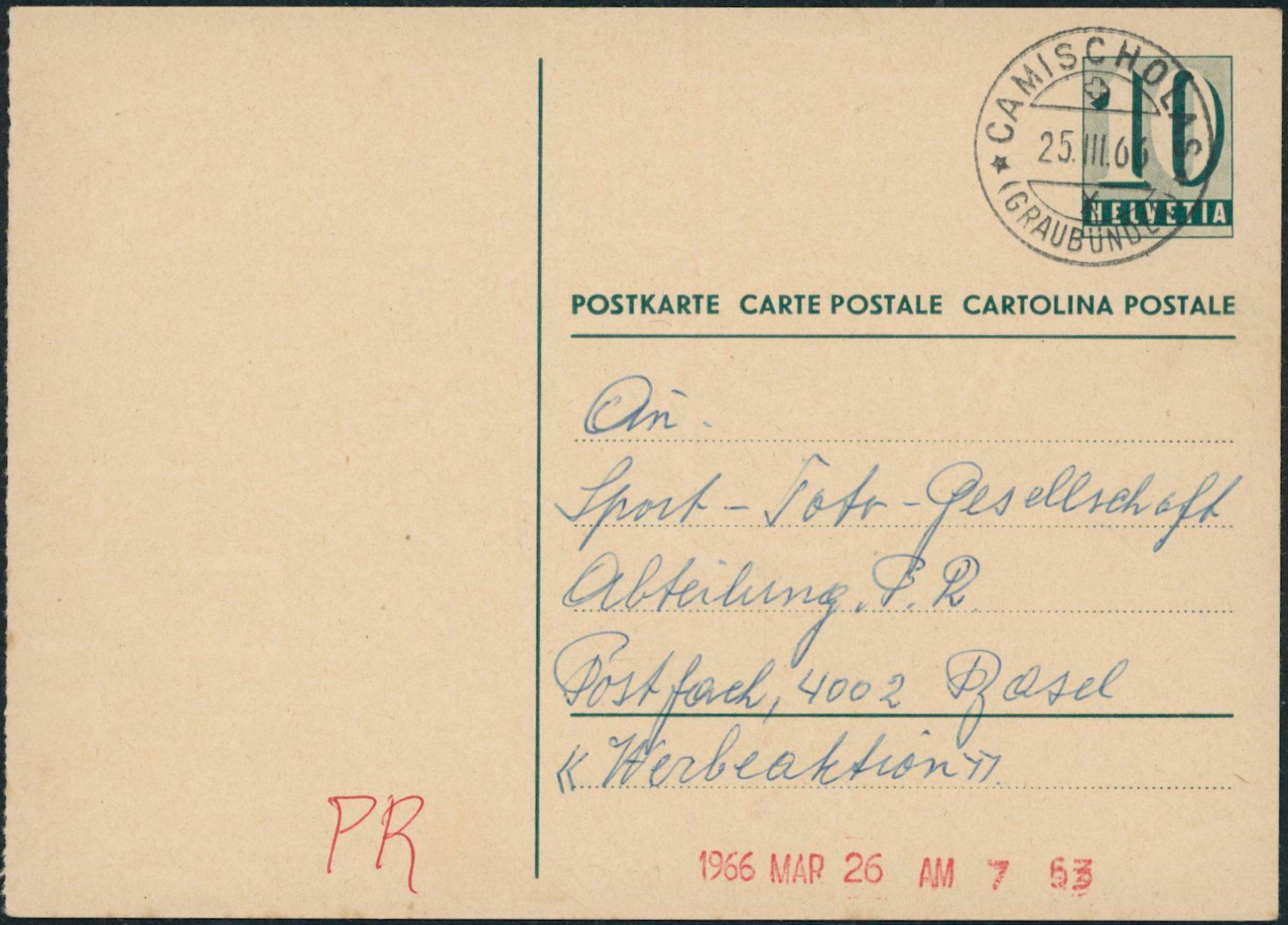 Alle Briefmarken: GR Camischolas - Karte - Tujetsch – Gebraucht aus Schindellegi von leecollect
