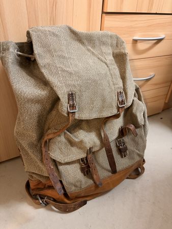 Rucksack Militär Stoff Leder gute Zustand