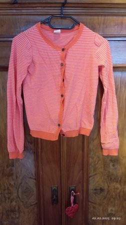 Strickjacke von Hema 146/152 orange rosa gestreift