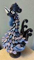Ostern Deko Keramik Huhn AEBI HASLE schwarz-pink-lila 30 cm