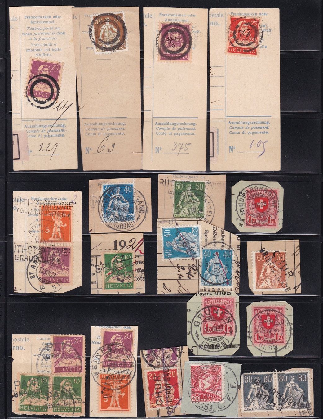 Tutti i francobolli: 60 Stk. Briefmarkenausschnitte ab Altschweiz – Usato da Münchwilen AG venduto da Nesar