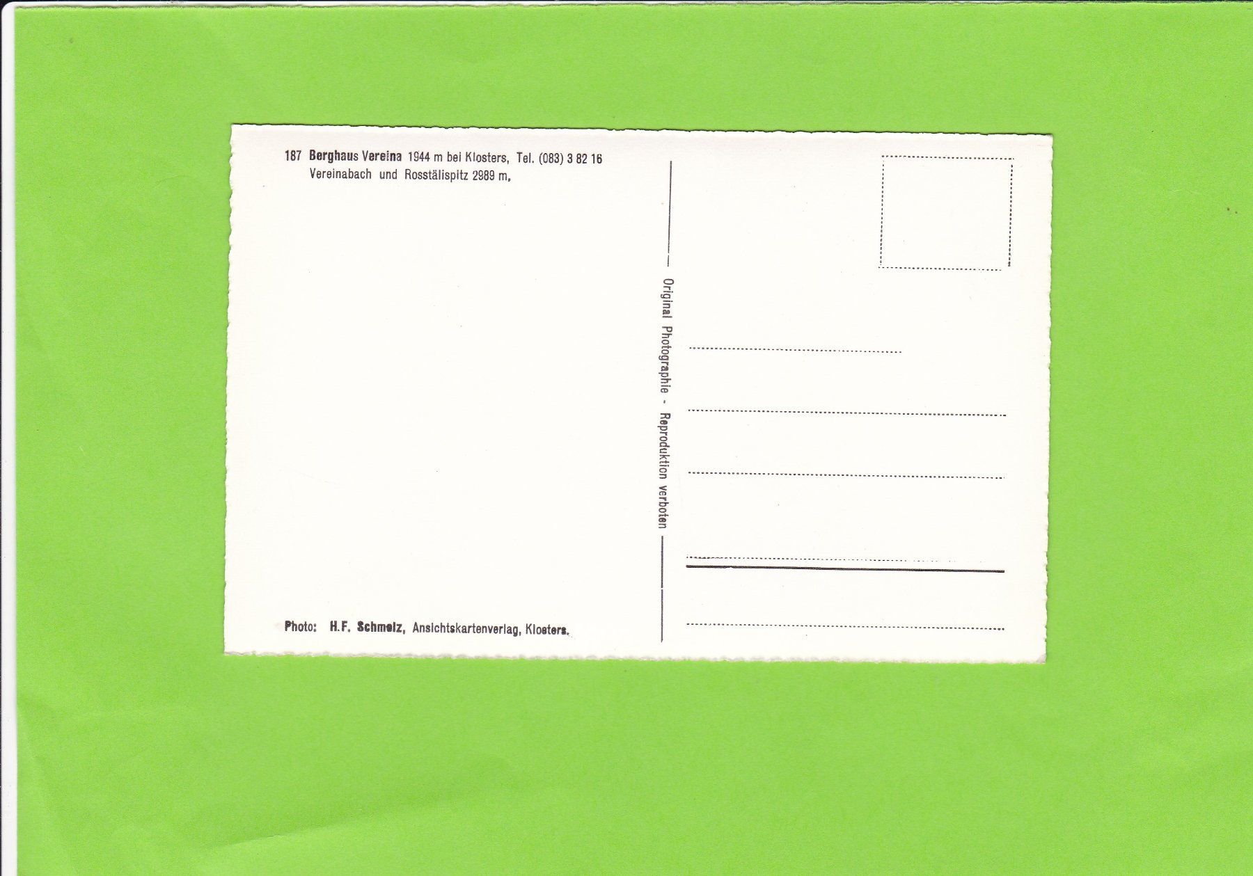 Cartoline postali: Berghaus Vereina – Usato da St. Peterzell venduto da neckertal 1
