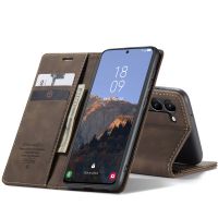 Galaxy S24  - étui à rabat portefeuille support BRUN