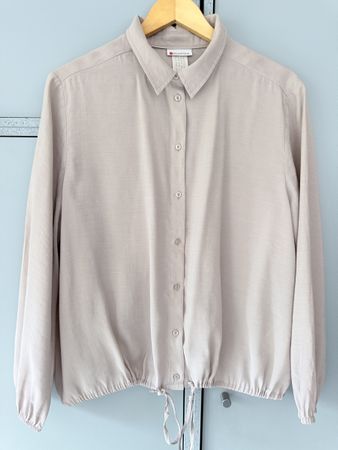 Street One Blouson Bluse Gr. 42 Greige Taupe Seidig Leicht