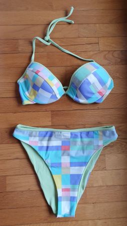 Bikini Double-face hellgrün / mehrfarbig