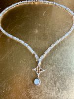 Schöne Halskette mit 925 Silber und Halbedelsteinen
