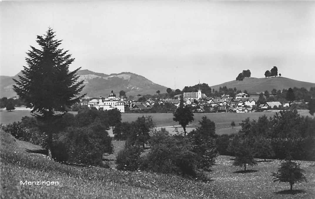 Ansichtskarten: 2x GRUSS aus MENZINGEN ZG, 2 Ansichtskarten 1935 – Gebraucht aus Lufingen von philatelieshop
