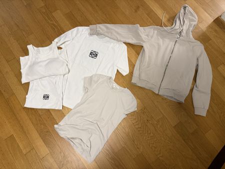 Set 5 T-Shirts und Hoodie Weiss Beige