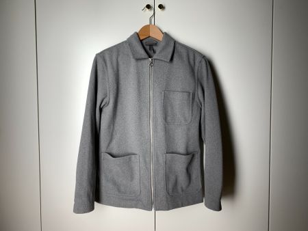 H&M Overshirt mit Zip, grau, Wolloptik, Grösse S