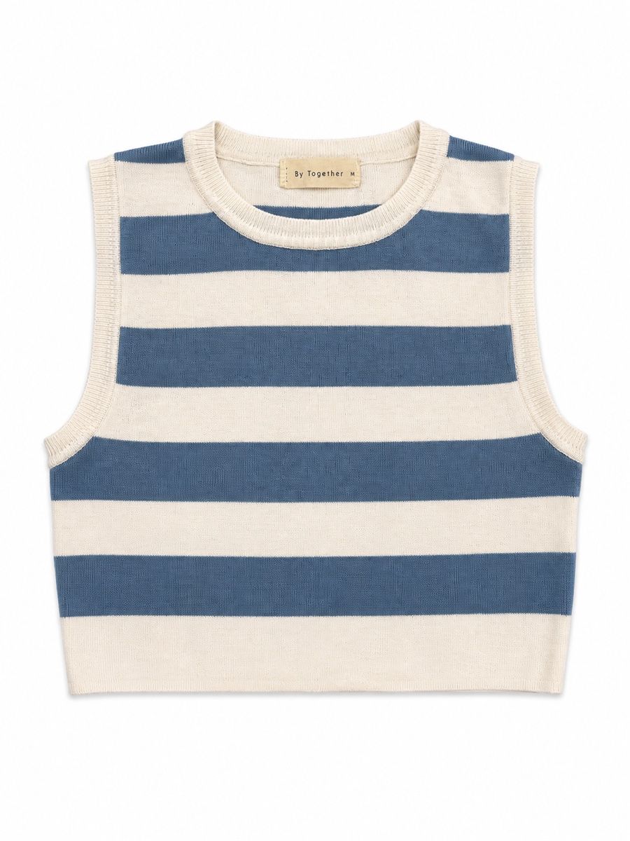 Tops: Blau weiss gestreiftes Tank Top M – D'occasion à Rümlang par svent