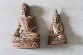 2 Holz Buddha Figuren, Deko, Asien, Handarbeit, Top!