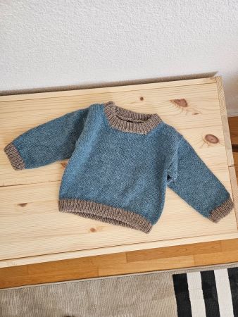 Handgestrickter Baby Pullover aus Alpaka, Gr 80