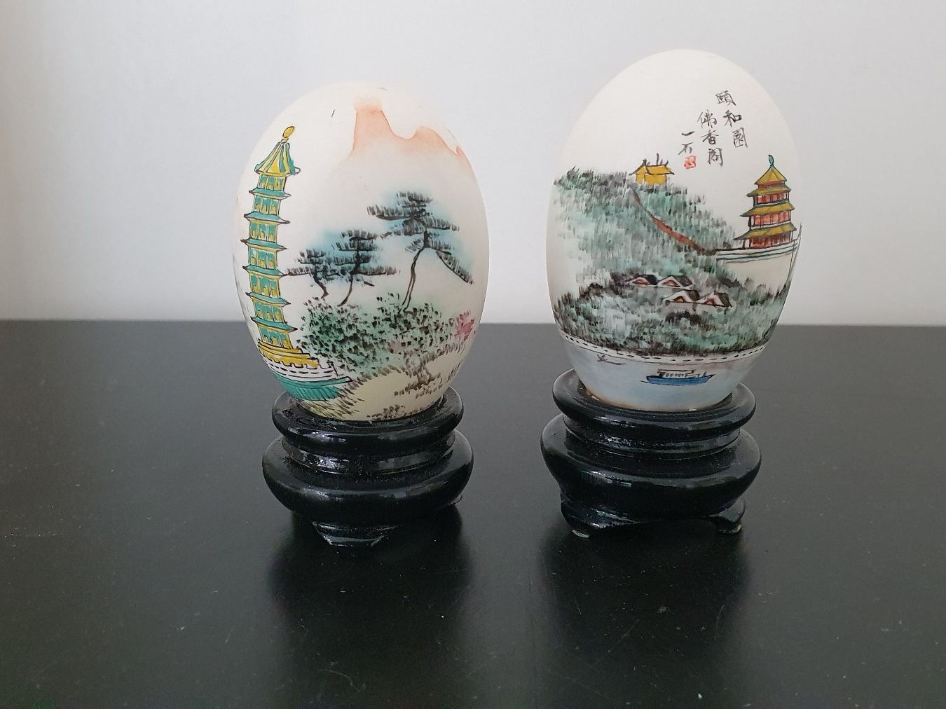 Statuette: 2 antike, chinesische Eier/handbemalt/gemarkt – Usato da Glattfelden venduto da sessa123