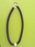 Halskette Hämethit - Linsen mit Perle Verschluss modern