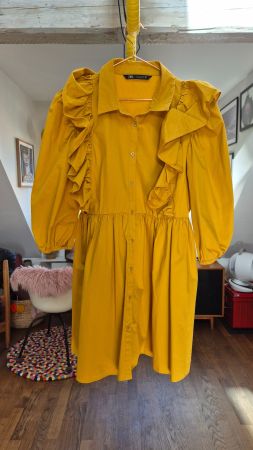 Mustard summer dress Zara size L