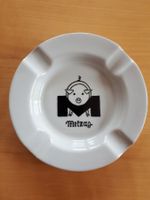 Vintage Aschenbecher mit Werbung "Metzag", handbemalt