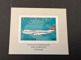 VORENTWURF ZUR SONDERMARKE PRO AERO 1972 B. WALTENSPÜ (2316)