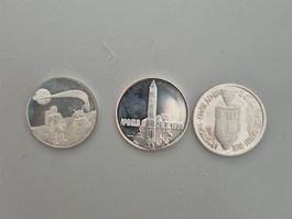 Gedenkmünzen Apollo 11 Mondlandung 1969 Silber 3 Stück