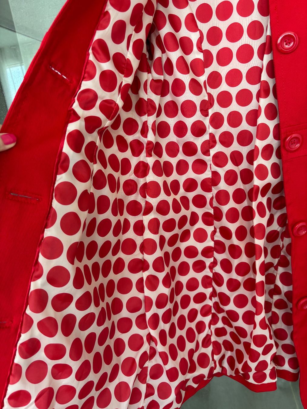 H&M Giacche: Lightweight HM red jacket 38 with polka dot interior – Usato da Steinhausen venduto da ChromeVintage 2