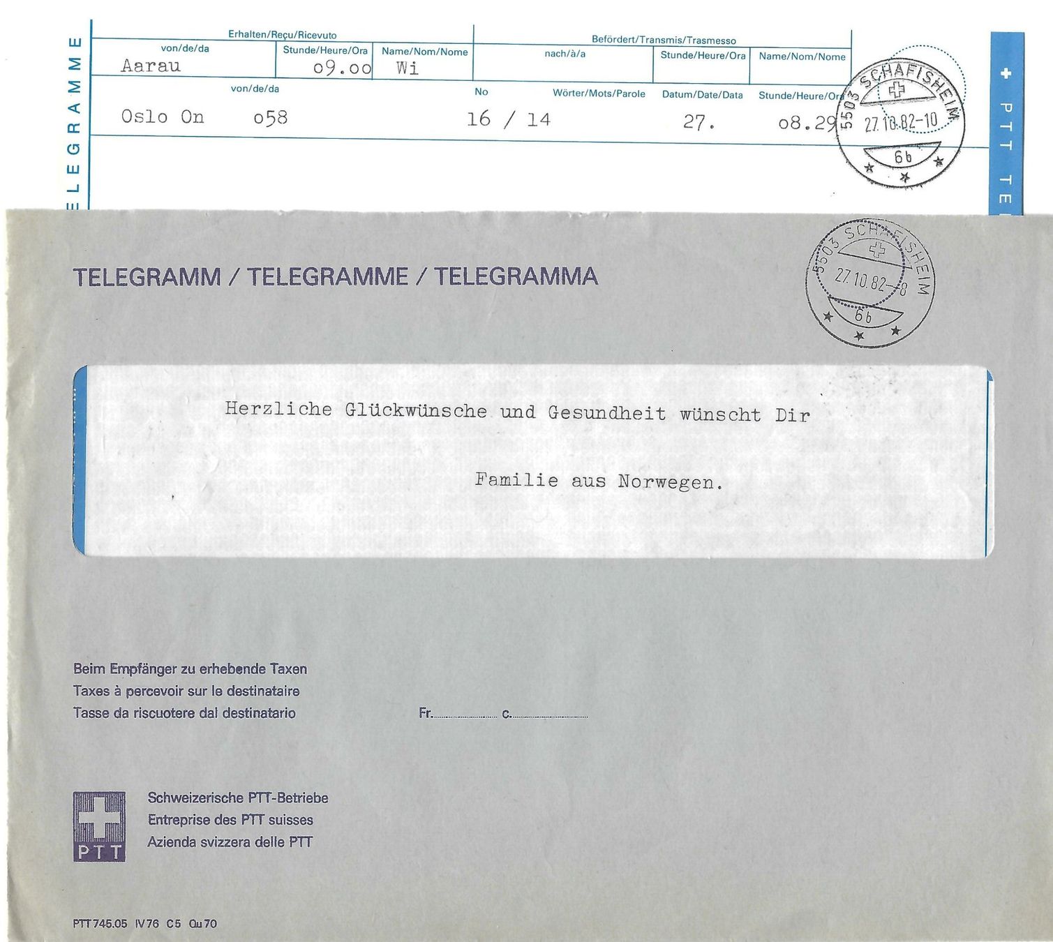 Tutti i francobolli: Telegramm von Schafisheim mit Inhalt – Usato da Fislisbach venduto da Zigzag12