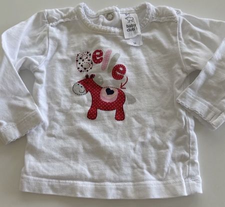 Baby Club Shirt, Gr. 56, Langarm, Pferd Applikation