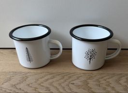 2er Set Emaille Tassen fürs Campen oder Picknicken.