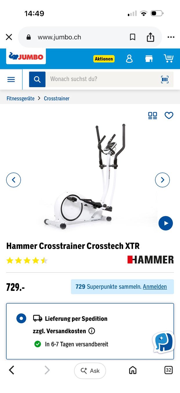 Hometrainer: Hammer Crosstrainer Crosstech XTR - Excellent Condition! – Usato da Burgdorf venduto da karam86