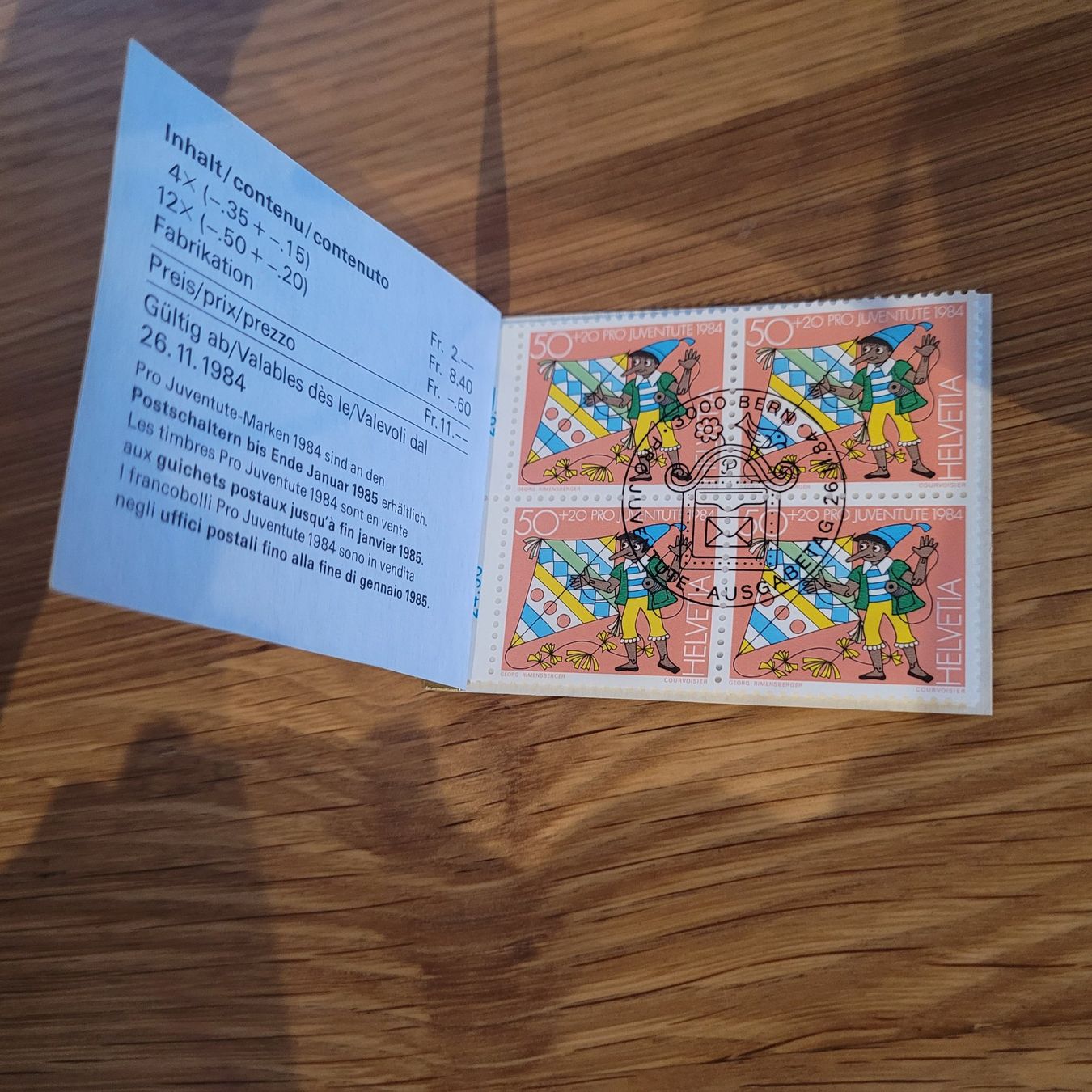 Tutti i francobolli: Markenheftchen Carnet De Timbre Pro Juventute 1984 – Usato da Biel/Bienne venduto da Destockweb 1