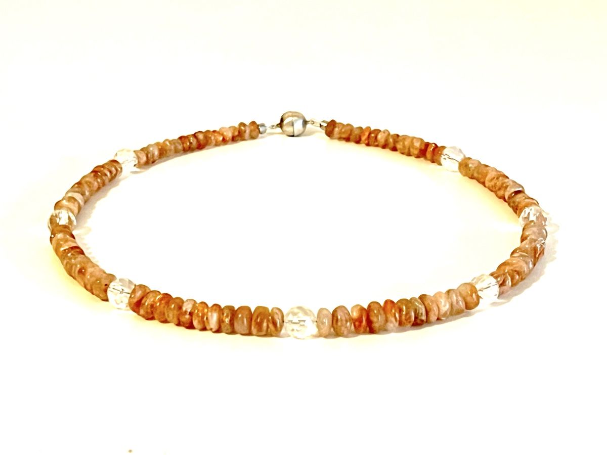 Ketten: Sunstone & Rock Crystal Necklace - Sterling Silver – Neu und originalverpackt aus Rüschlikon von ThereseJewelryDesign 1