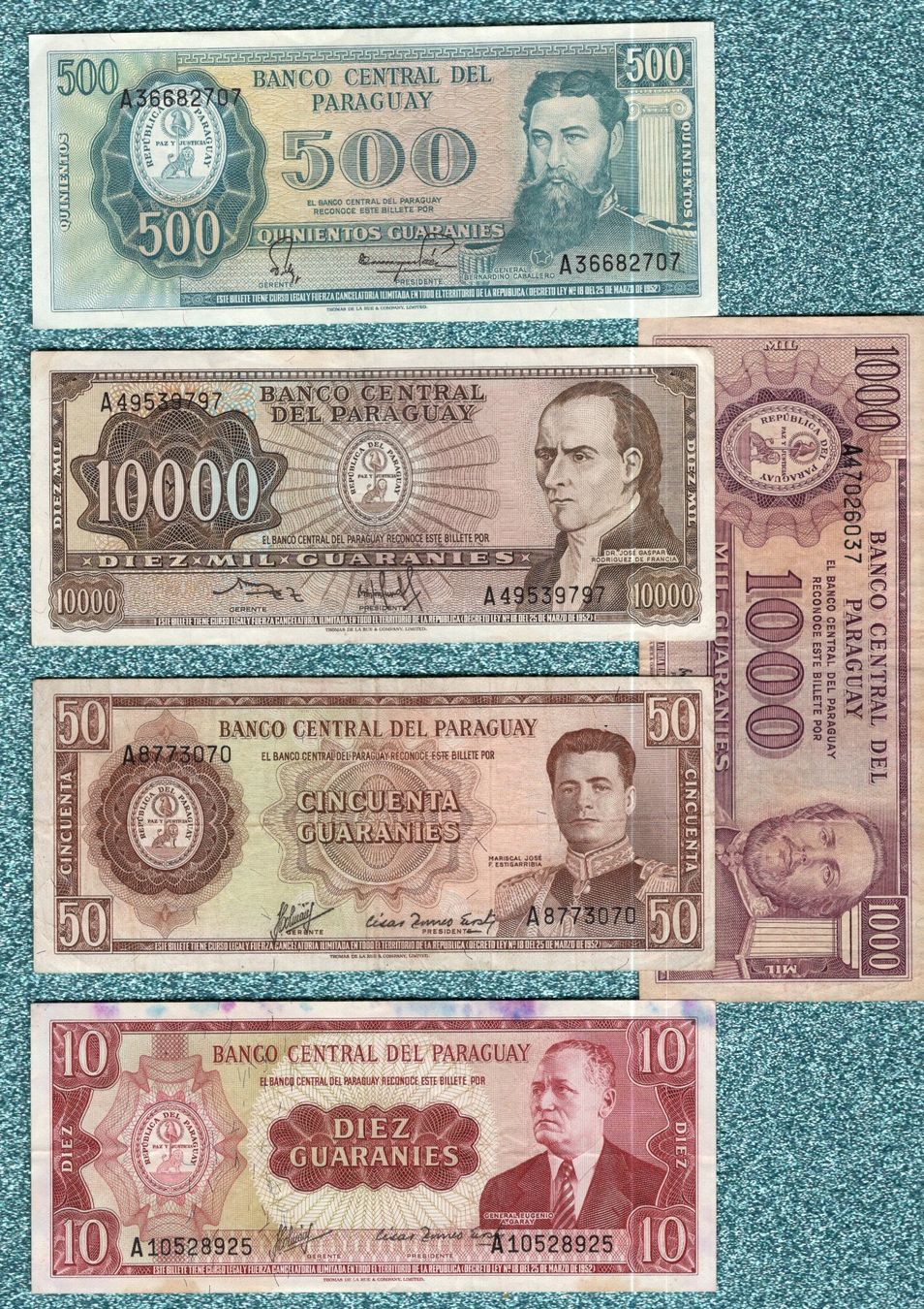 Banconote: Paraguay noten 5 stück – Usato da Leibstadt venduto da baroc333
