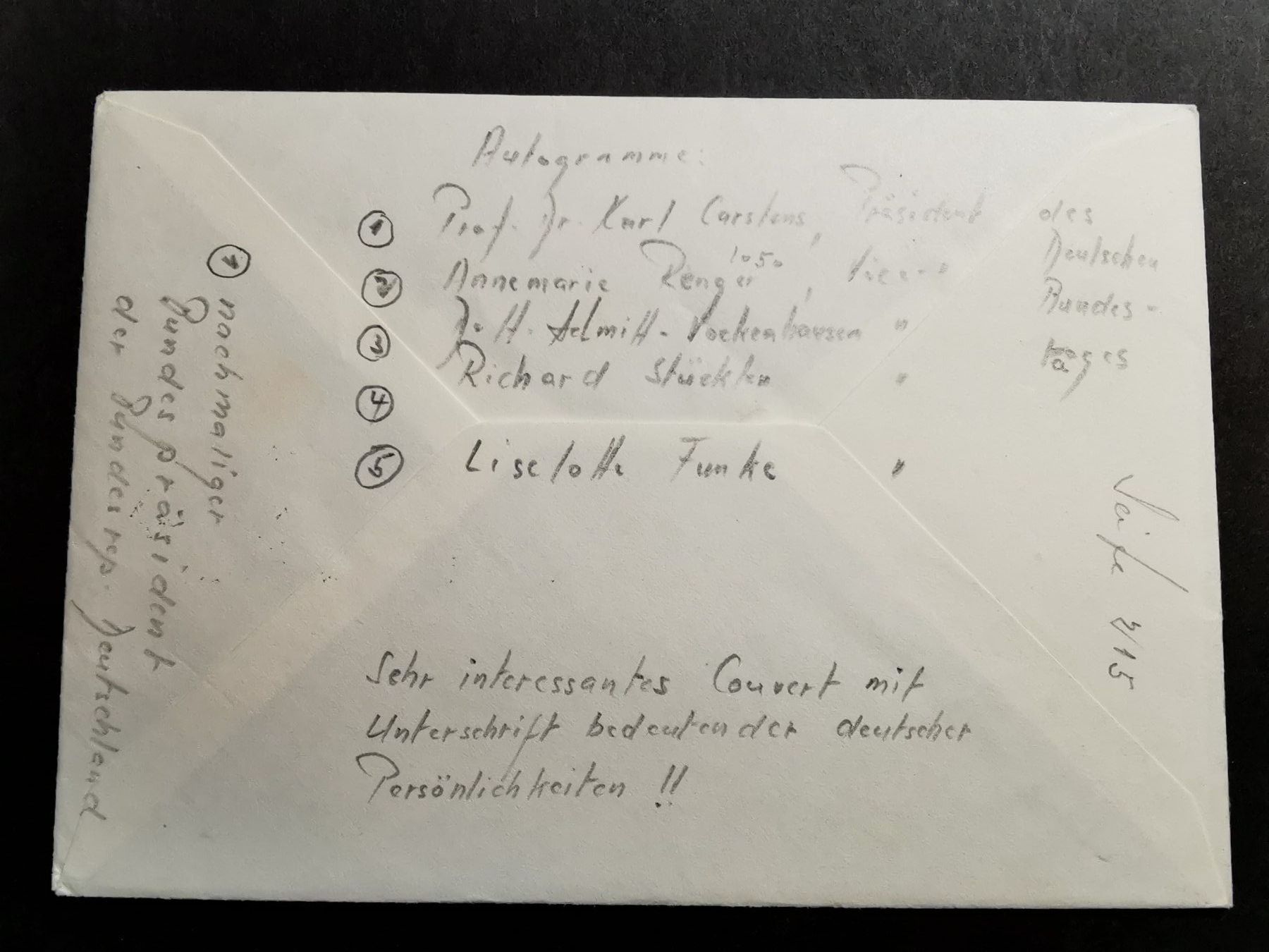Autografi: Autogramme  Brief mit Autogrammen Tag der Deutschen Einheit – Usato da Rheineck venduto da kat_7gld 1