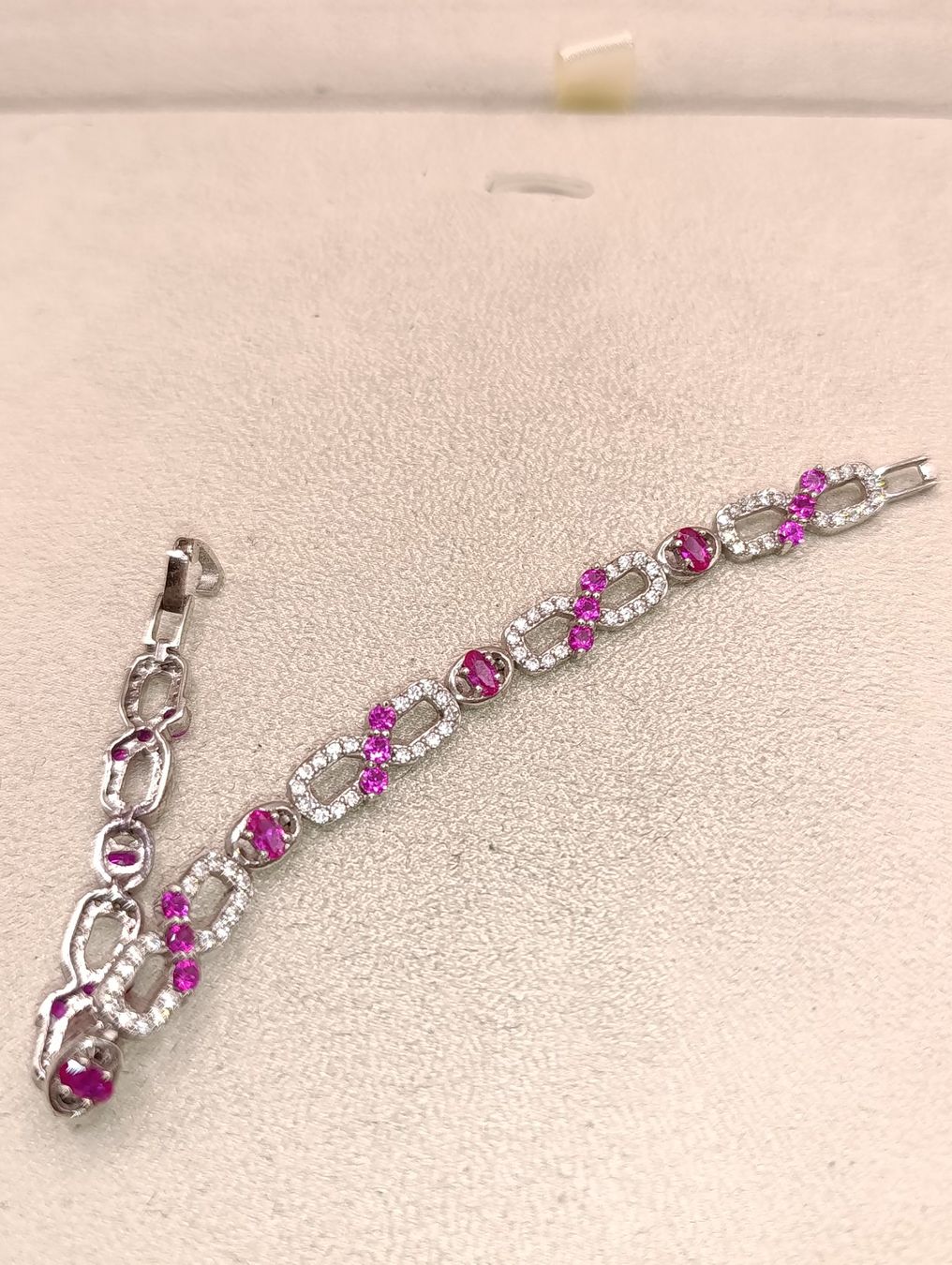 Armbänder & -reifen: Vintage 925er Silber Armband Rubin Edelstein Zirkonia Top – Gebraucht aus Steffisburg von 1.Schmuckschatulle 6