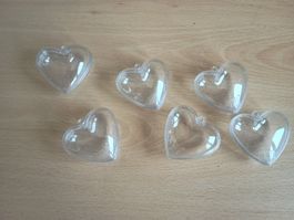 6x M&M's Transparente Herz-Dosen / Deko-Herzen (6x6x4 cm)