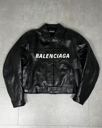Balenciaga FW19 Grainy Buffalo Leather Biker Jacket