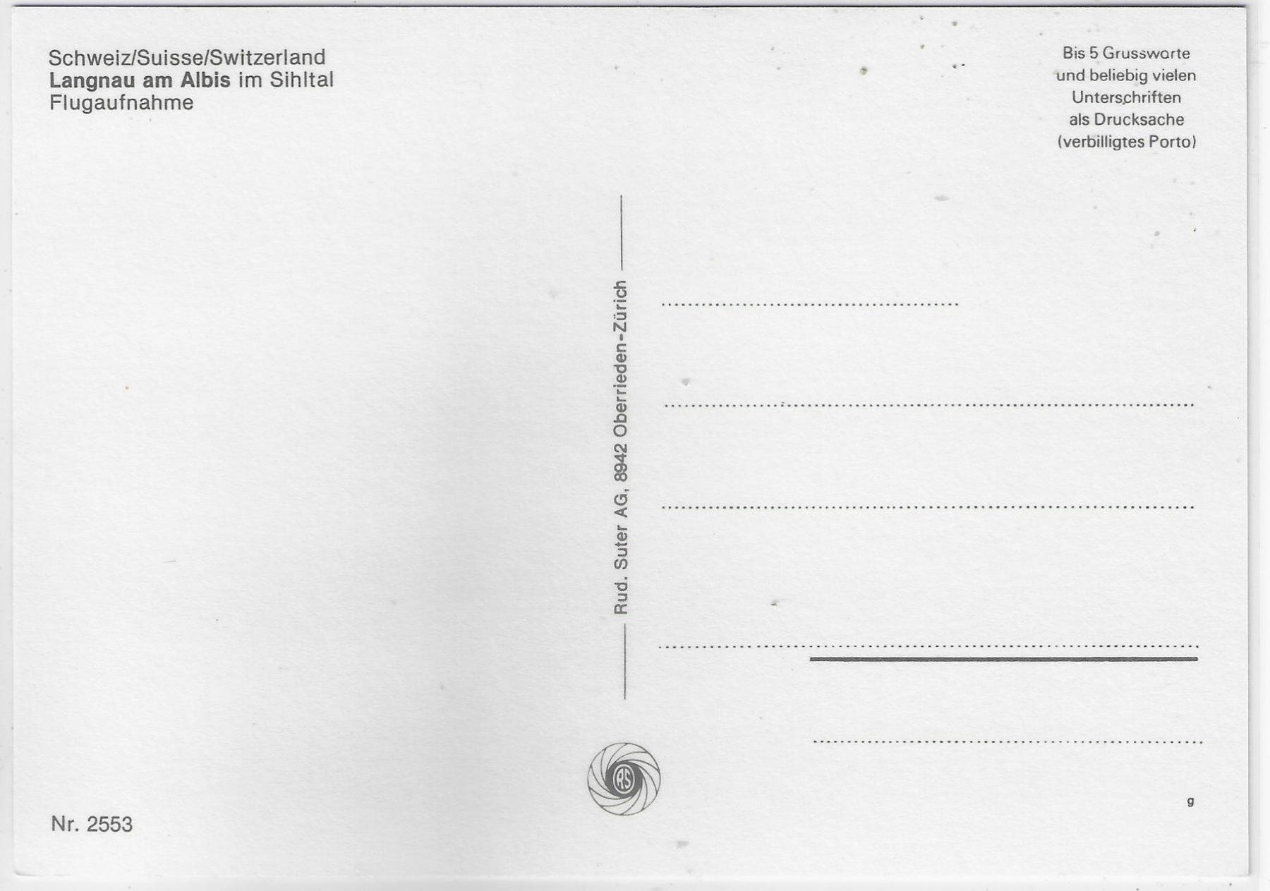 Cartoline postali: Flugaufnahme Langnau am Albis – Usato da Ettingen venduto da Kartenplanet 1
