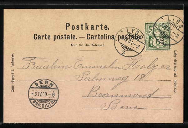 Cartoline postali: Aarberg, Kirche und Amtshaus, 1900 – Usato da Berlin venduto da bartko-reher 1