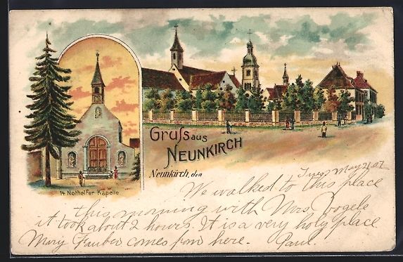 Ansichtskarten: Litho Neunkirch, 14. Nothelfer Kapelle,  – Gebraucht aus Berlin von bartko-reher