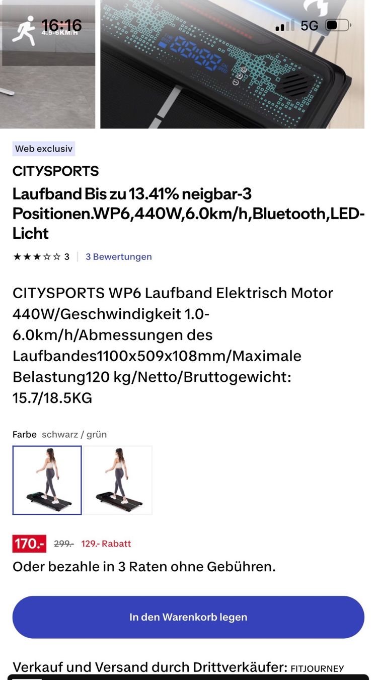 Hometrainer: Laufband – Usato da Rüschlikon venduto da Gioia82 1