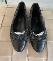 Chanel Ballerinas, Schwarz Tweed, Grösse 39,5