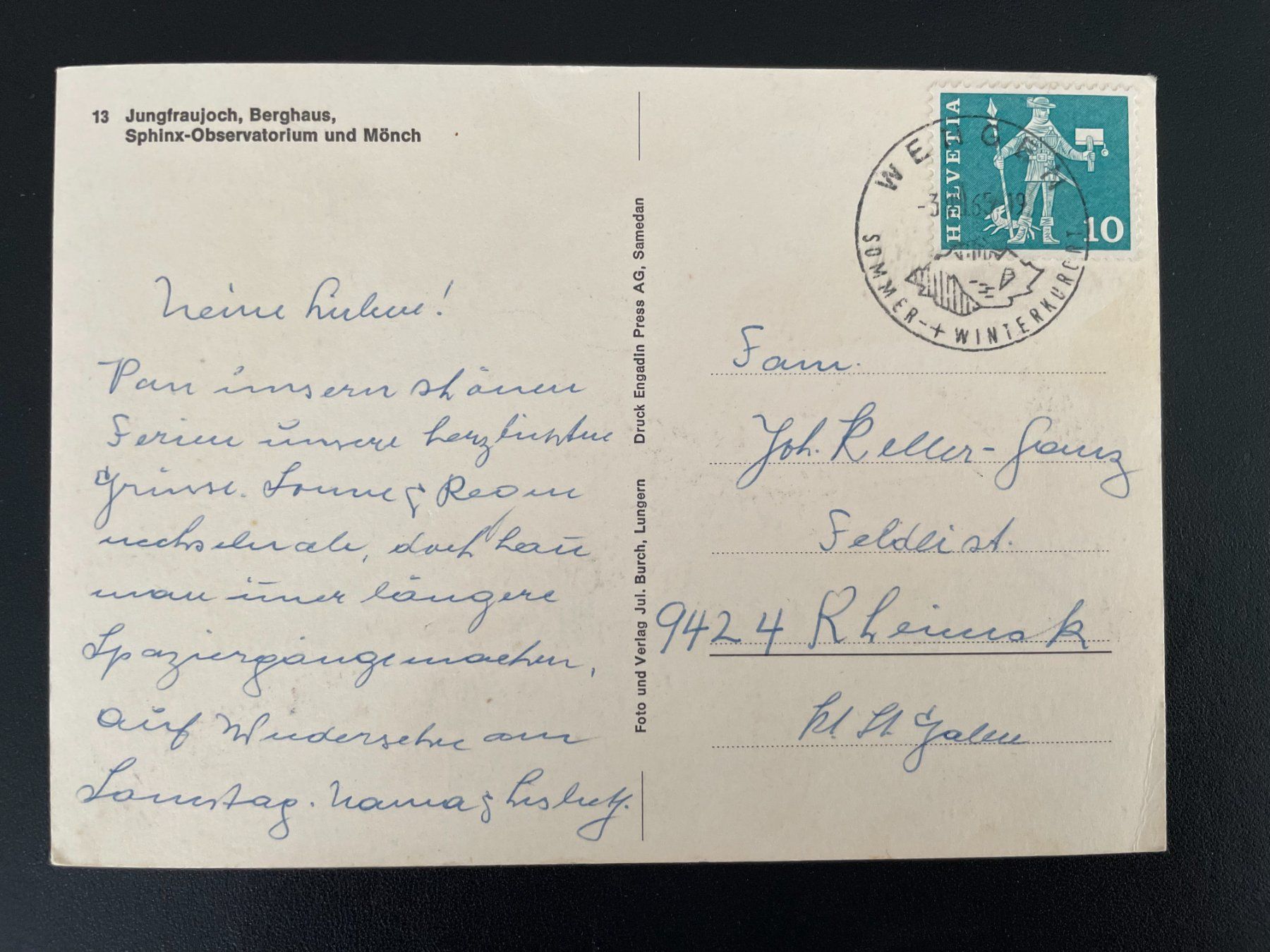 Cartoline postali: AK BE JUngfraujoch, Berghaus, Sphinx-Observatorium, Mönch – Usato da Thal venduto da Danny82 1