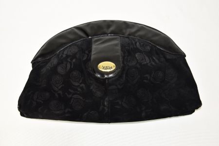 Antik Vintage Tasche Handtasche/Clutch/Wildleder/schwarz
