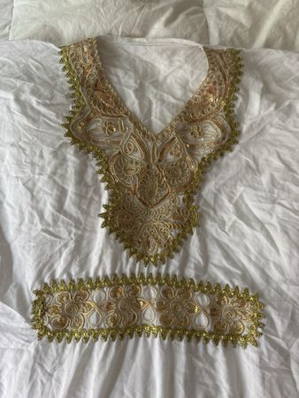 Caftan d'été blanc et or - Taille unique - neuf✨