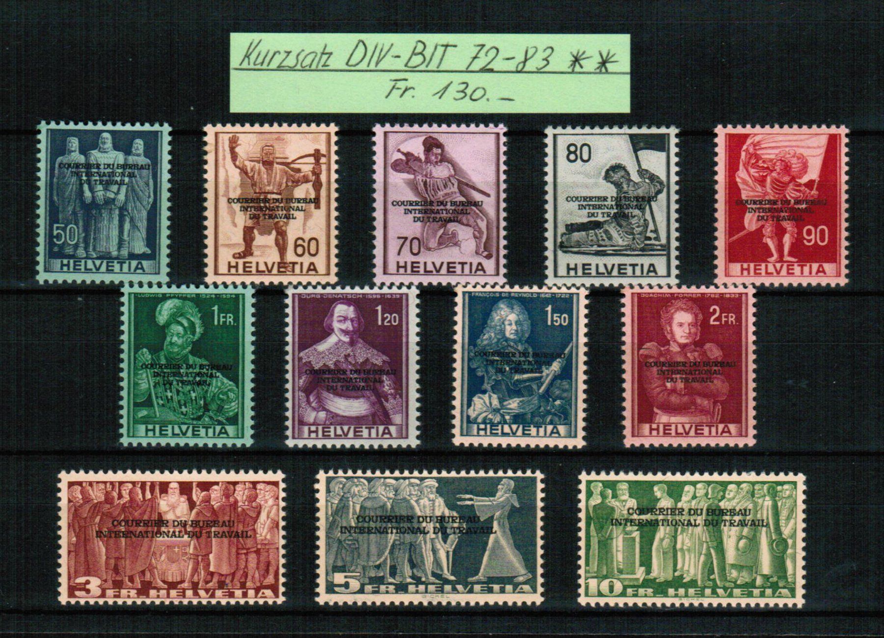 Tous les timbres: DIV-BIT - Kurzsatz 72-83 ** postfrisch – Neuf (Voir description) à Bern par peri02
