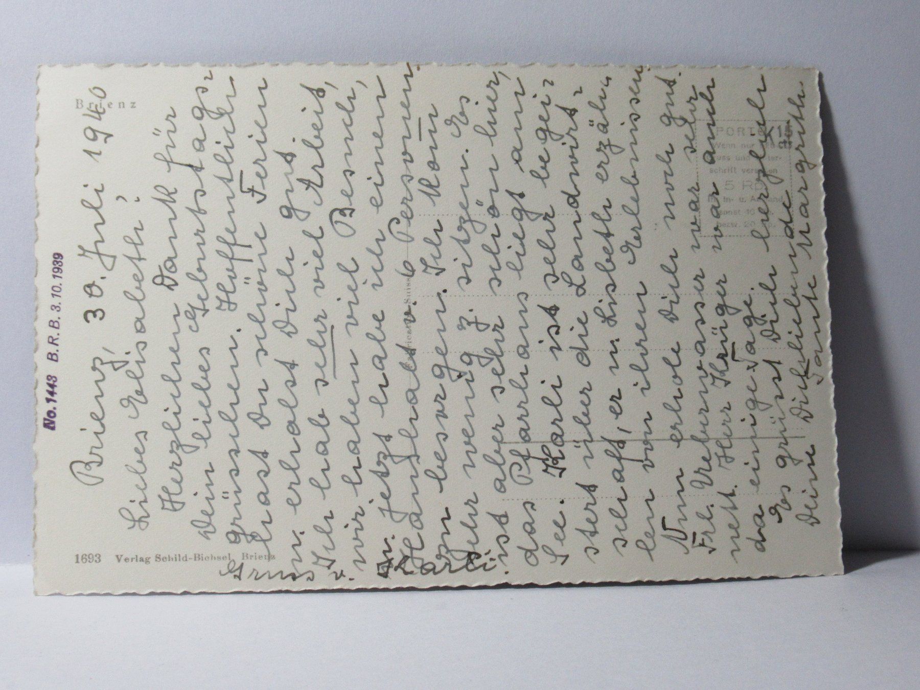 Ansichtskarten: Brienz 1940 – Gebraucht aus Grenchen von Bluemchen1900 1