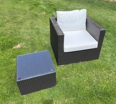 Sessel: Gartensessel / Lounge  / Rattansessel mit Beistelltisch – Gebraucht aus Unterentfelden von Space463 1