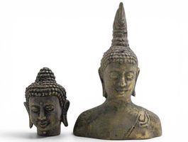 Zwei Antike Buddha-Büsten aus Bronze